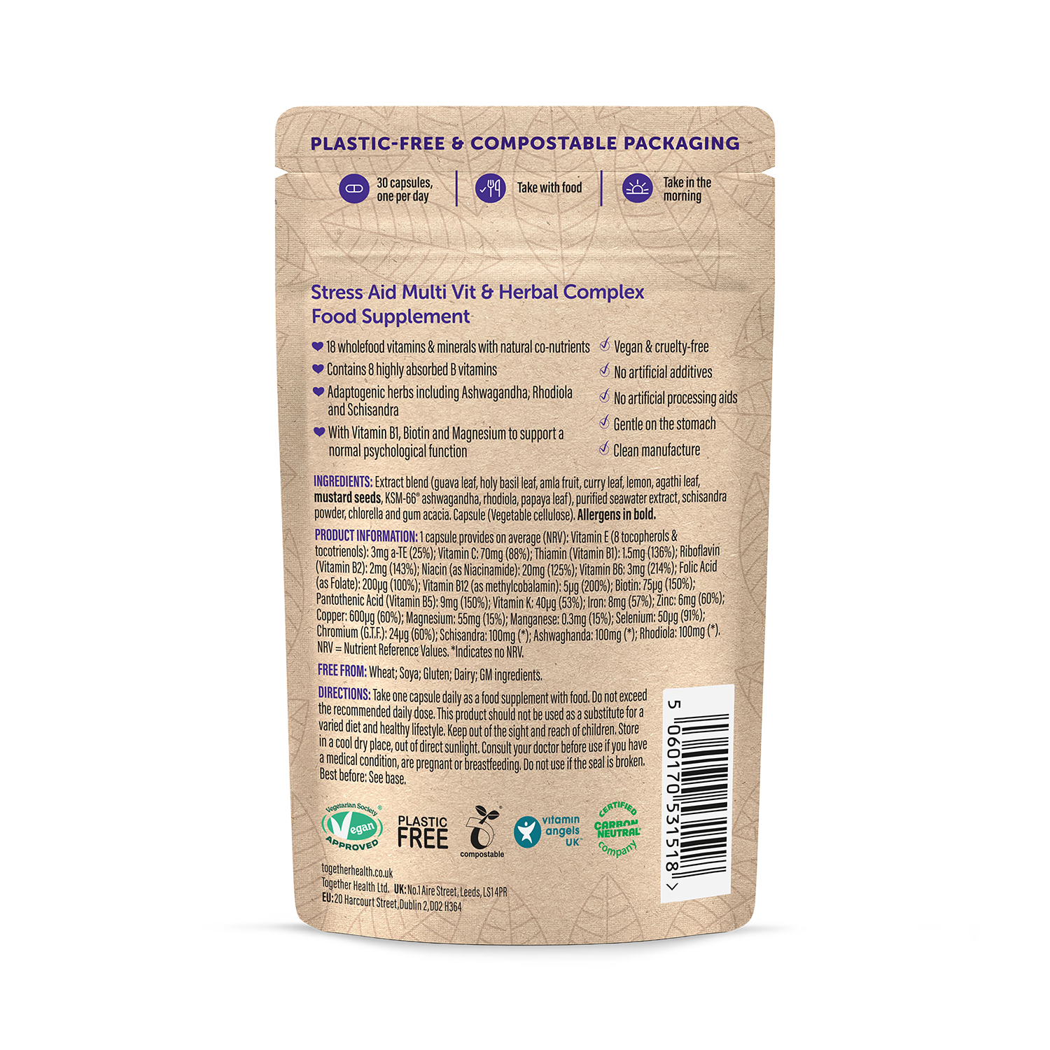 Together Health Stress Aid supplement 30 capsules, imported from the UK
