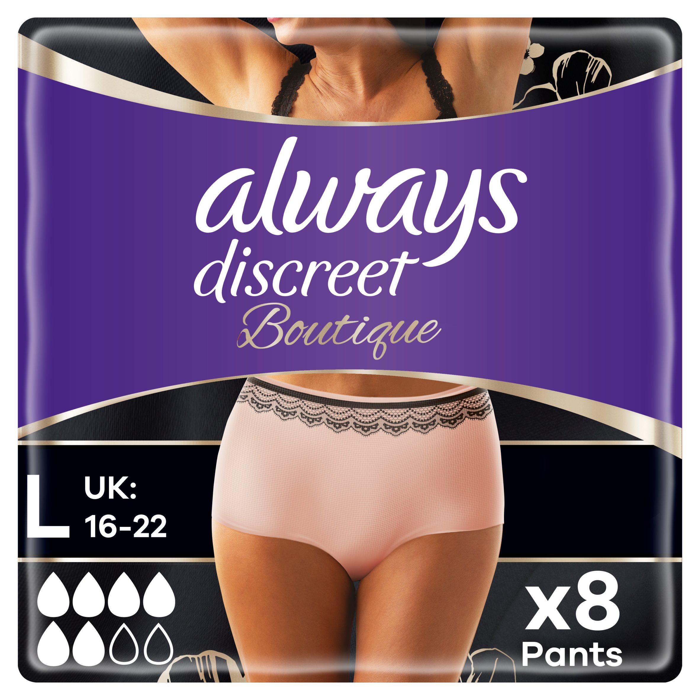 Always Discreet Boutique Women Beige Plus L Incontinence Pants x8 GOODS Sainsburys   