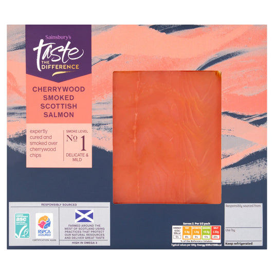 Sainsburys ASC Scottish Cherry Wood Smoked Salmon, Taste the Difference 100g (Ready To Eat) GOODS Sainsburys   