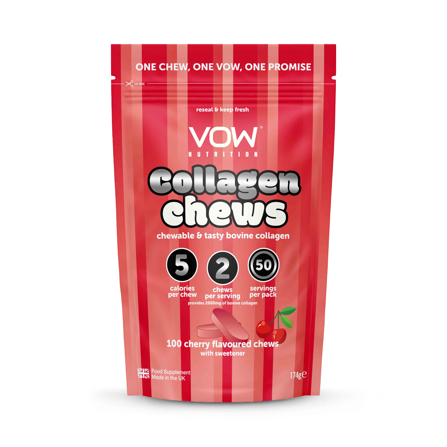 Vow Nutrition collagen chews cherry - British brand