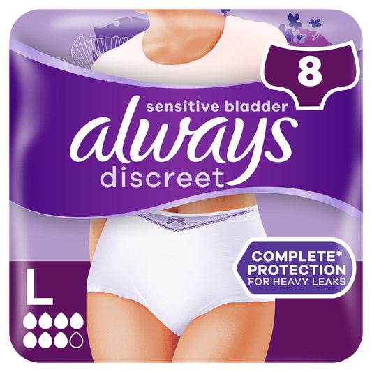 Always Discreet Underwear Incontinence Pants Plus Large x8 bladder weakness Sainsburys   