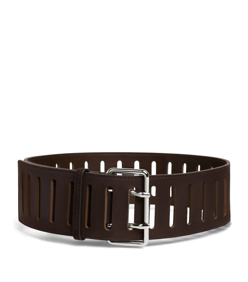 Alaïa leather rectangular buckle belt, UK version