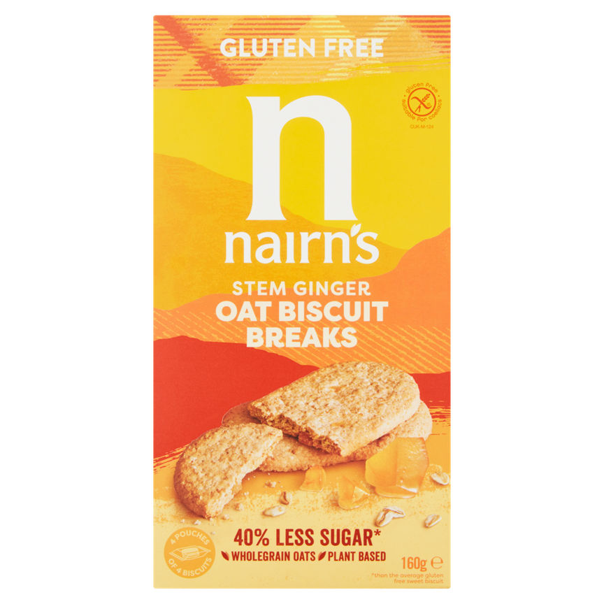 Nairn's Gluten Free Biscuit Breaks Oats & Stem Ginger Biscuits, Crackers & Bread ASDA   