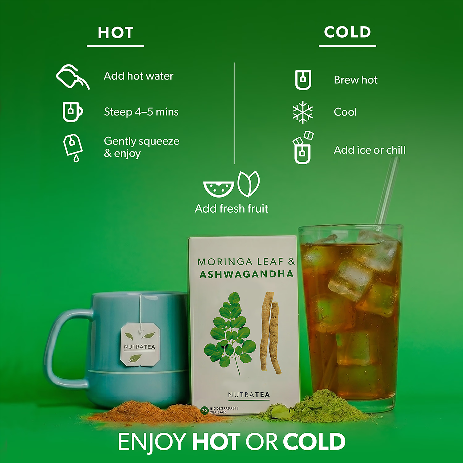 Moringa and Ashwagandha herbal tea 20 tea bags (British brand)