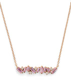 Suzanne Kalan Frenzy bar necklace rose gold diamonds pink sapphires (British brand)