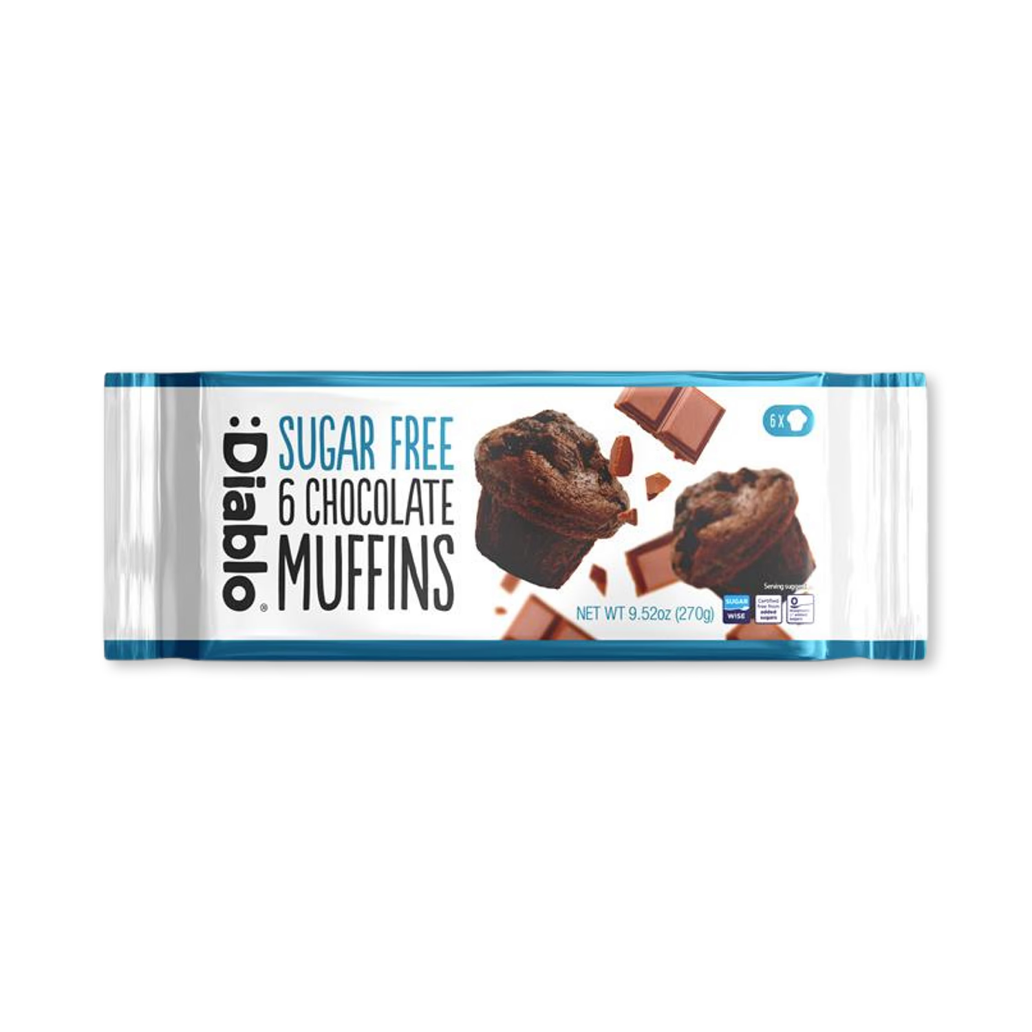 Diablo sugar free chocolate muffins 6 x 45g, UK version