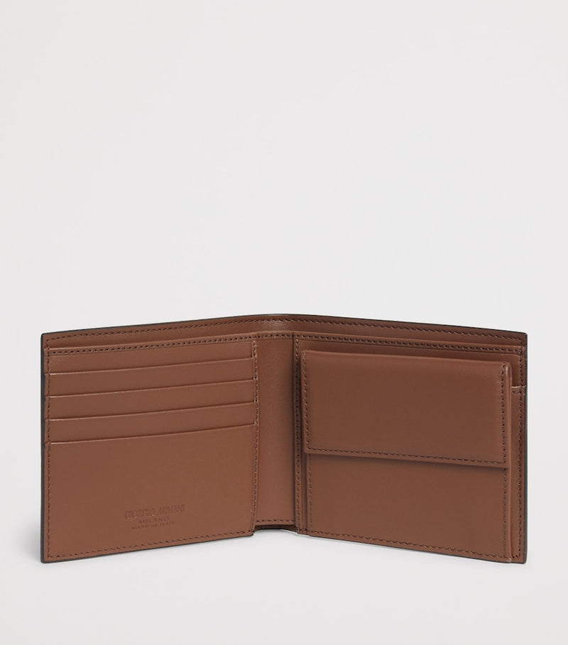 Giorgio Armani calf leather embossed bifold wallet - British product