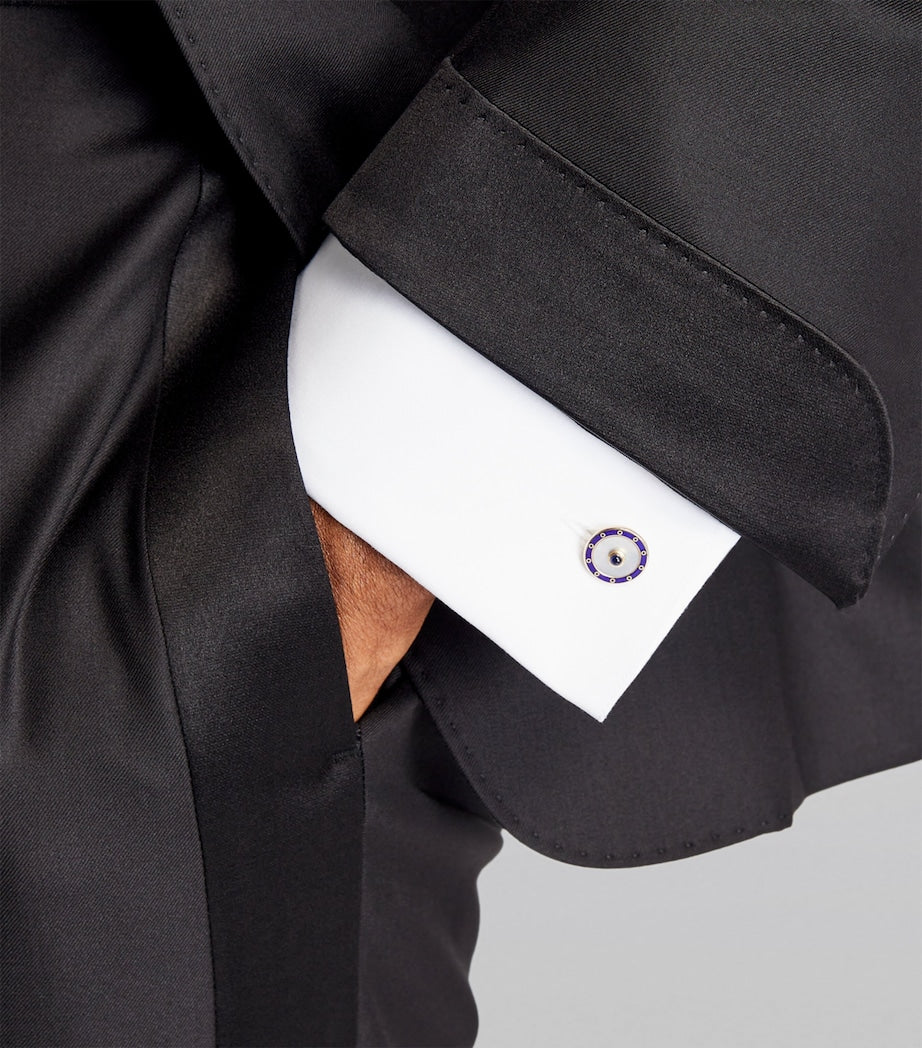 Deakin & Francis yellow gold sapphire chain-link cufflinks, UK version