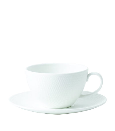 Fine Bona China Teacup and Saucer Set with Intaglio Texture, 260ml, Gift Box