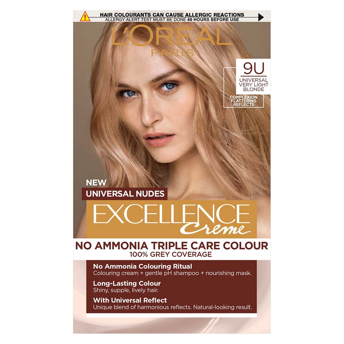 L’Oréal Paris Excellence Crème Universal Nudes Ammonia Free Permanent Hair Dye, 9U Universal Very Light Blonde GOODS Boots   