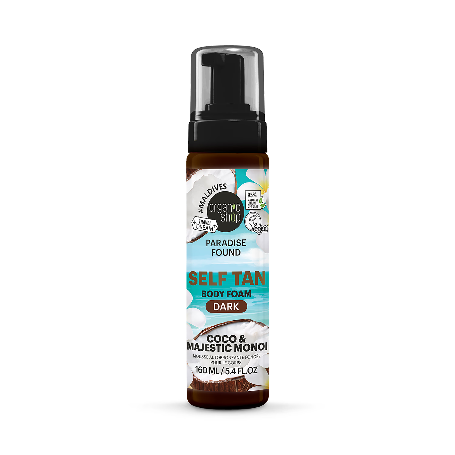 Organic Shop dark self tan body foam 160ml, imported from the UK