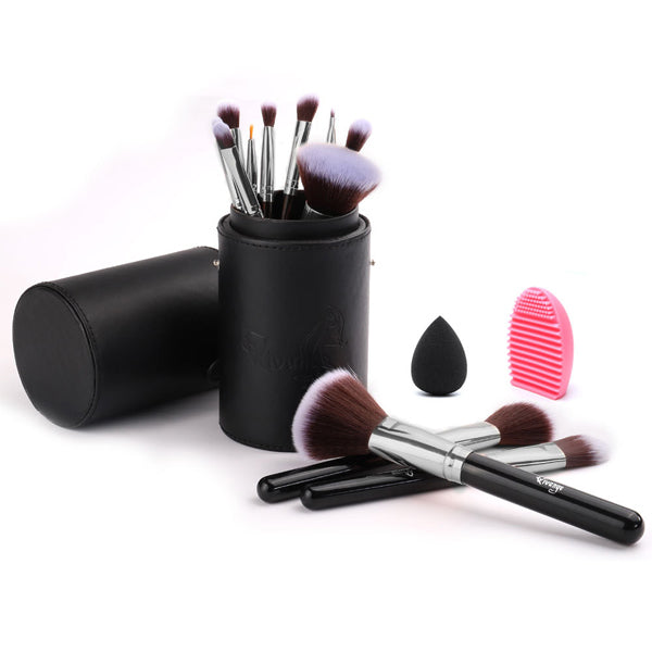 Livingandhome Makeup Brush Set 12pcs Silver Ferrule, UK version