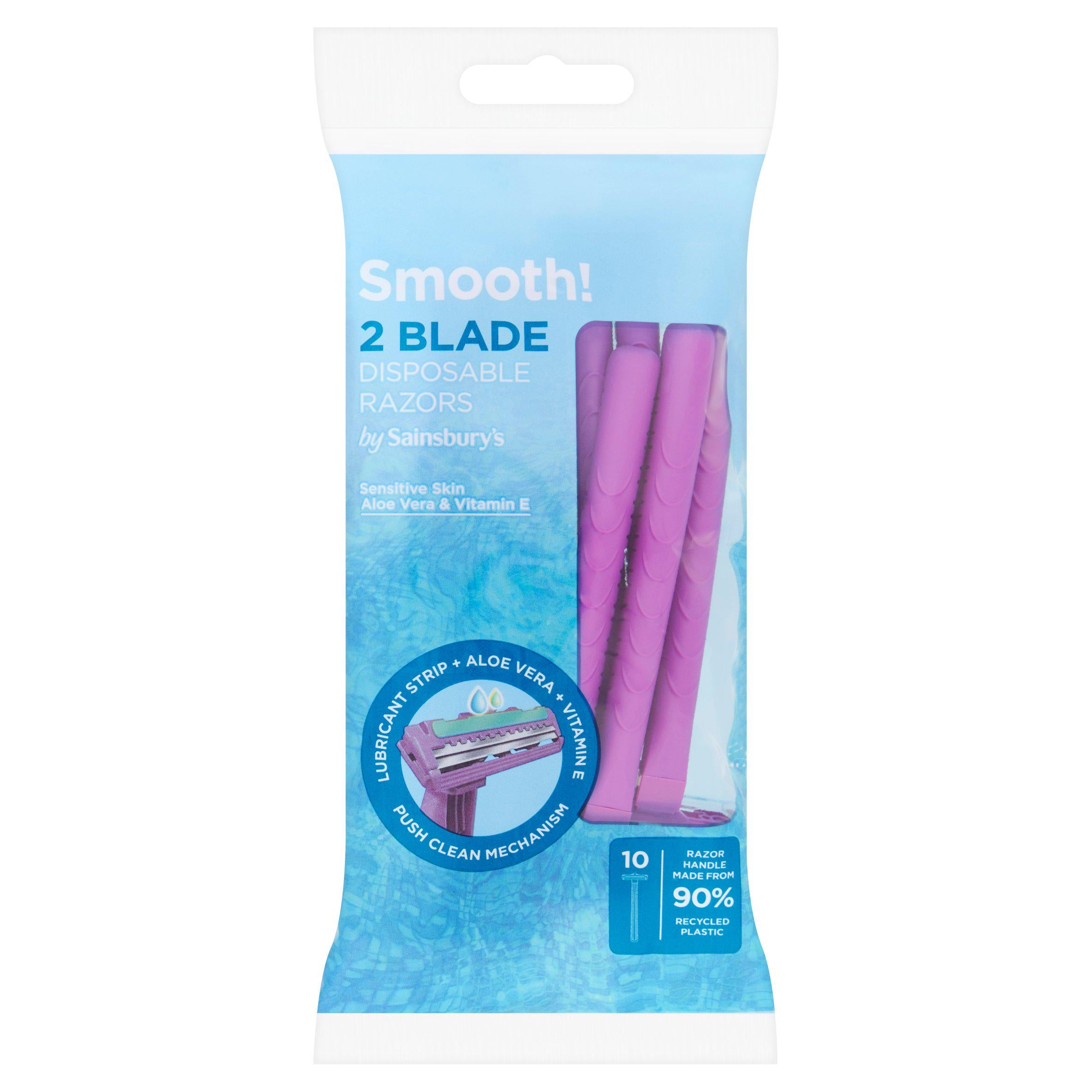 Sainsbury's Smooth 2 Blade Disposable Razors x10 GOODS Sainsburys   