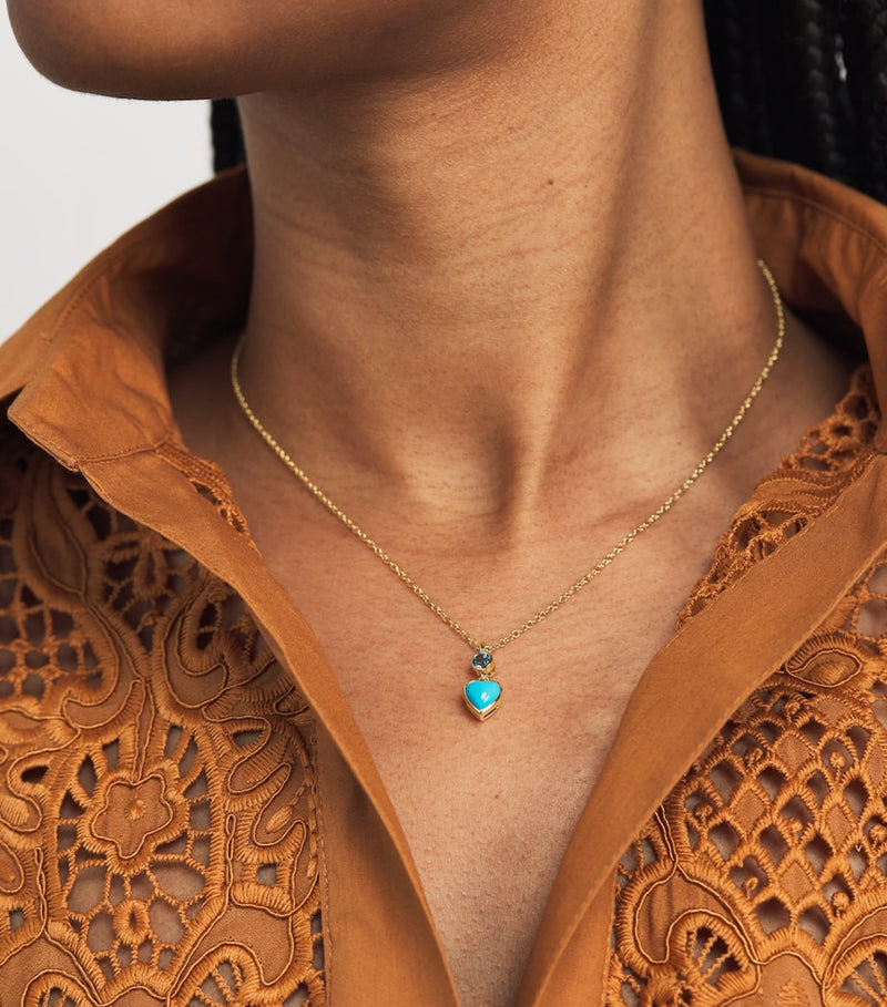 Emily P. Wheeler yellow gold blue topaz heart necklace (British brand)