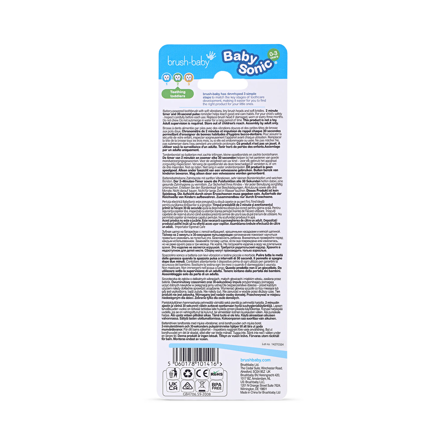 BabySonic toothbrush blue 0-3 years, UK version