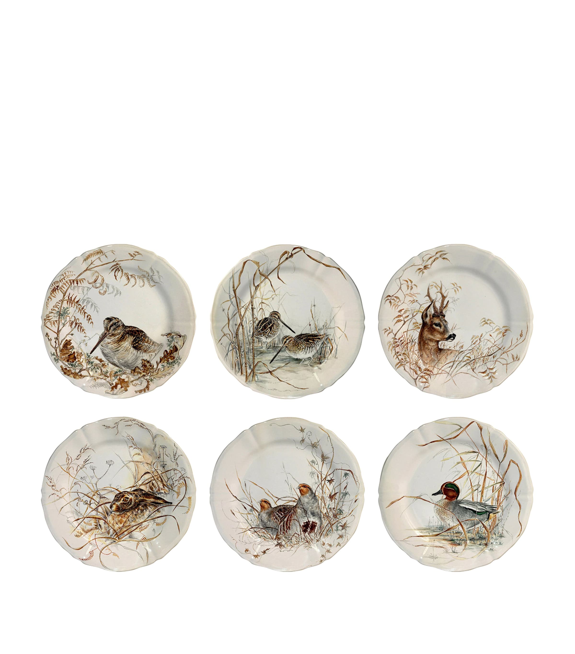 Assorted Wildlife Dessert Plate Set, 6 Pieces, 23cm Diameter