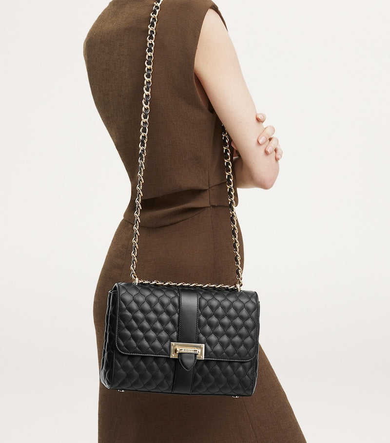 Aspinal of London Lottie grained leather cross-body bag, imported from the UK