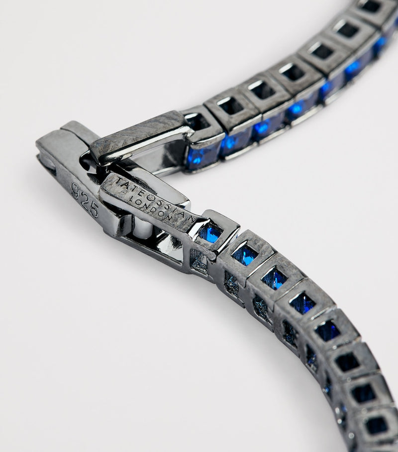 Tateossian tennis bracelet with blue spinel stones (British brand)