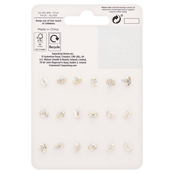 Superdrug Mix Silver Tone 9 Stud Pack GOODS Superdrug   