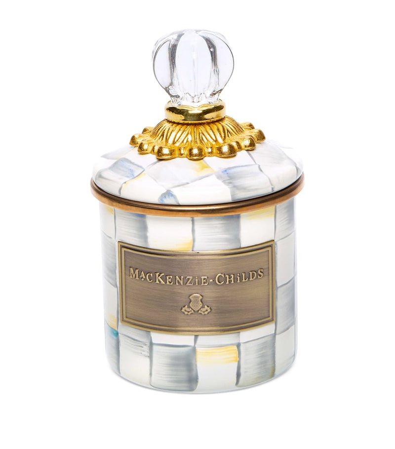 MacKenzie-Childs Mini Sterling Check Canister 15cm, imported from the UK