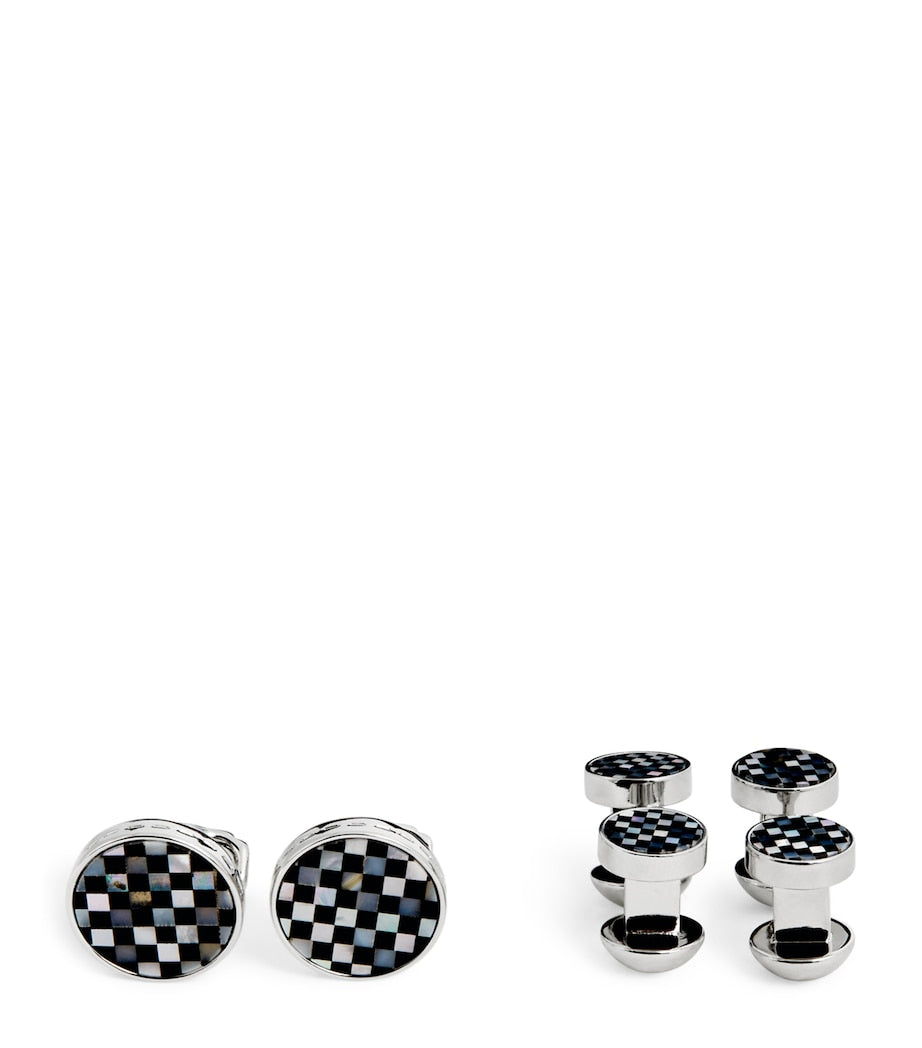 Tateossian onyx checkerboard cufflinks set - British product
