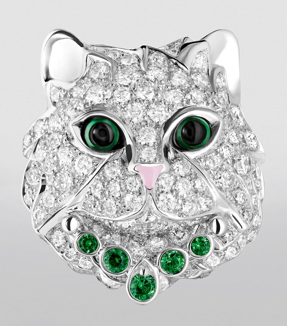 Boucheron Wladimir cat earrings with diamonds and tsavorite (British brand)