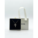 SVNX diamante cross necklace gold gift box - British product