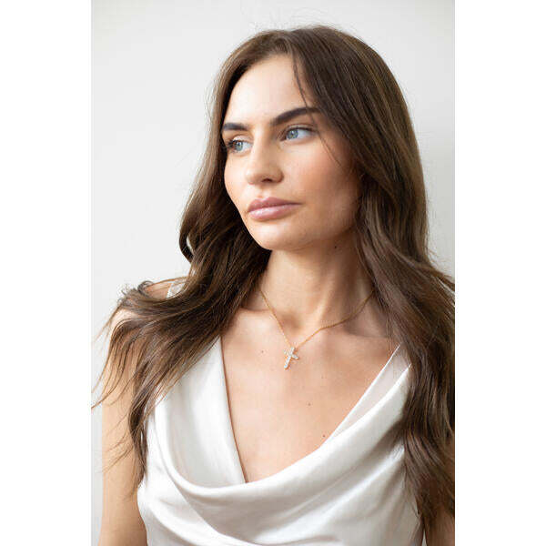 SVNX diamante cross necklace gold gift box - British product