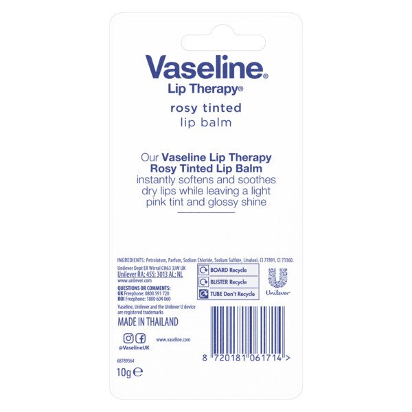 Vaseline Lip Therapy Lip Balm Tube Rosy Tinted 10G GOODS Superdrug   