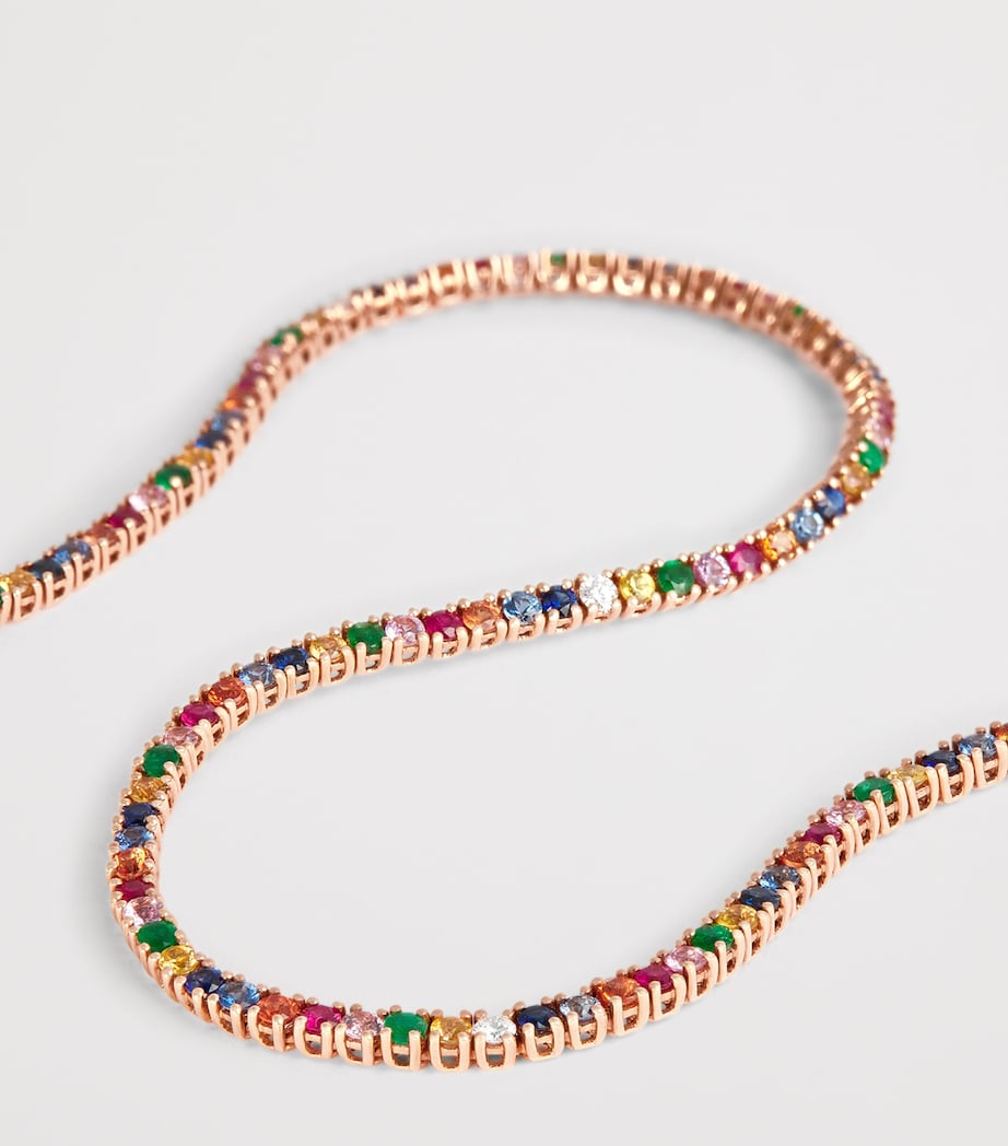 Anita Ko Hepburn necklace rose gold diamond rainbow sapphire (British brand)