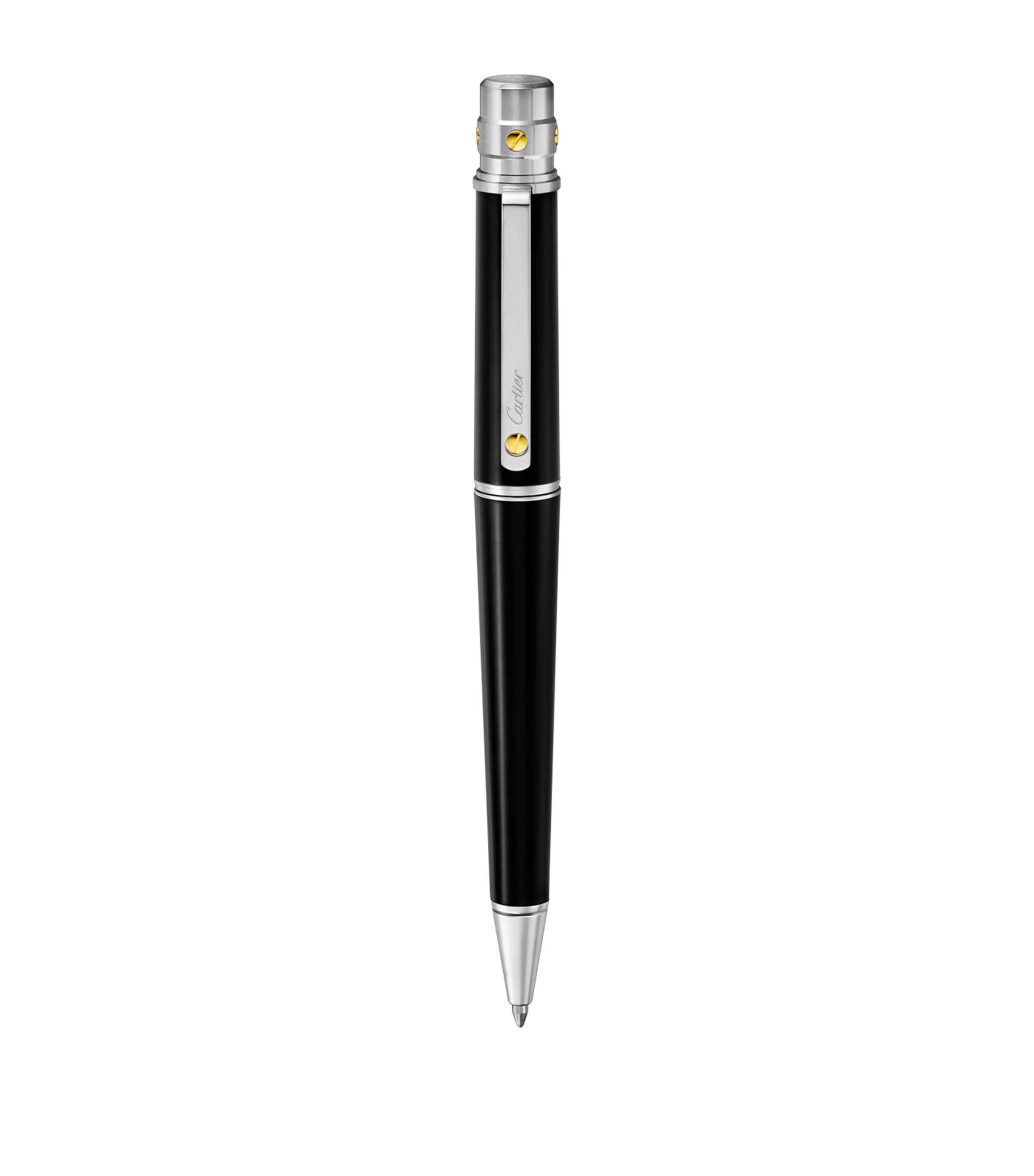 Cartier Santos de Cartier ballpoint pen with black composite and palladium accents, 14cm height - British product