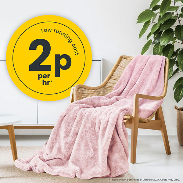 Cosi Home luxury faux fur electric heated throw pink, UK version