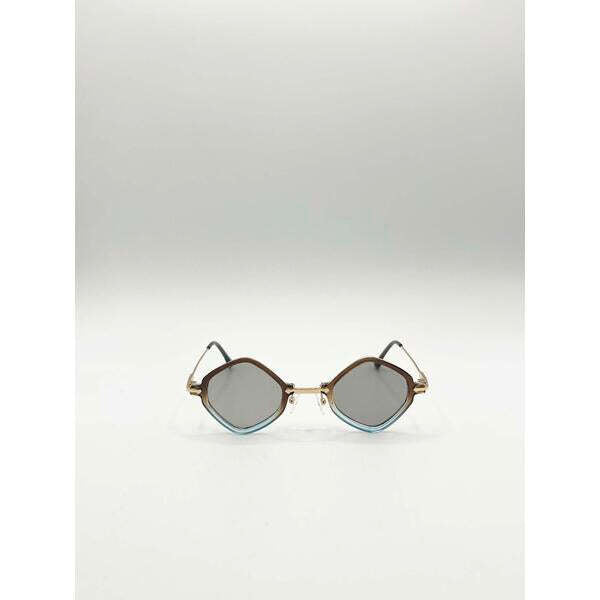 SVNX diamond shape sunglasses brown blue gold frame one size, UK version