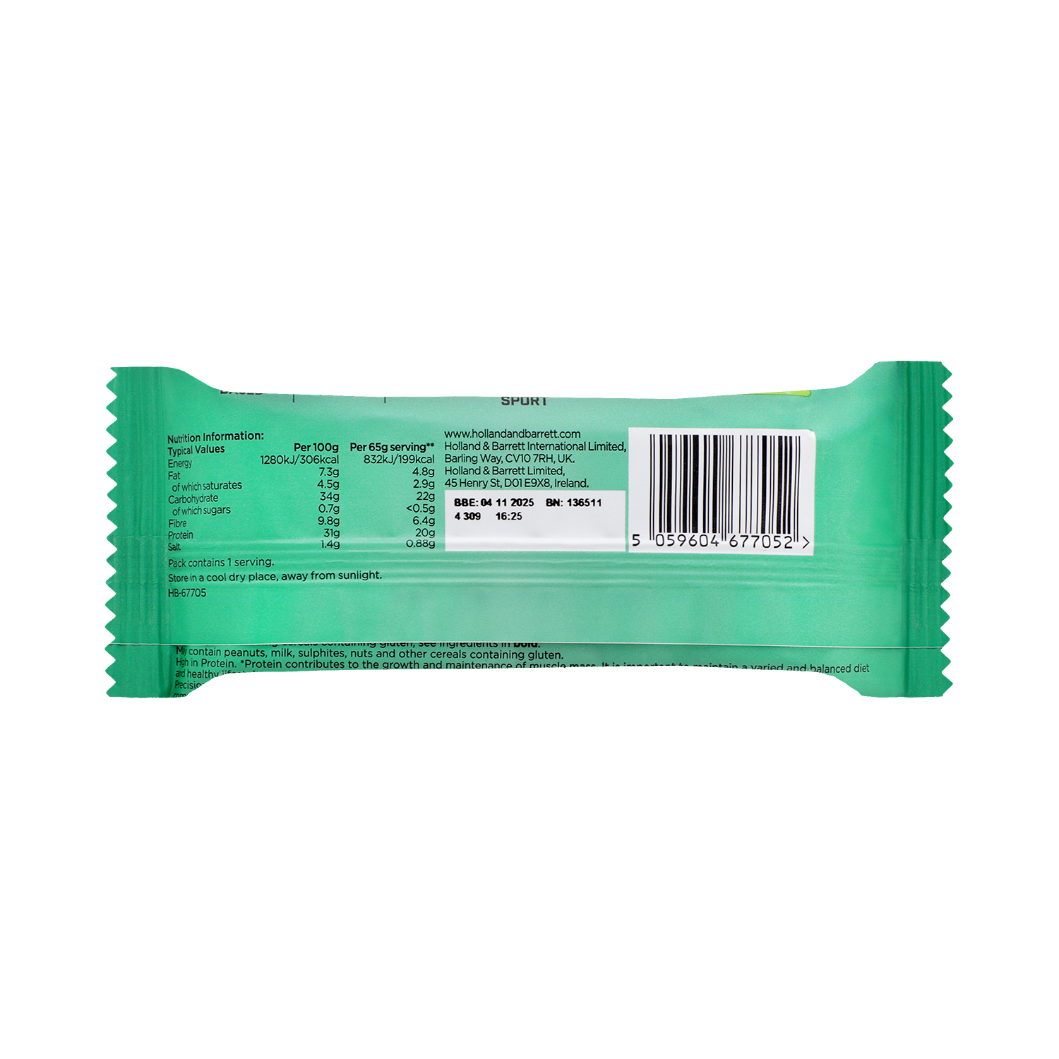 Plant Protein Bar caramel pretzel 12 x 65g (British brand)