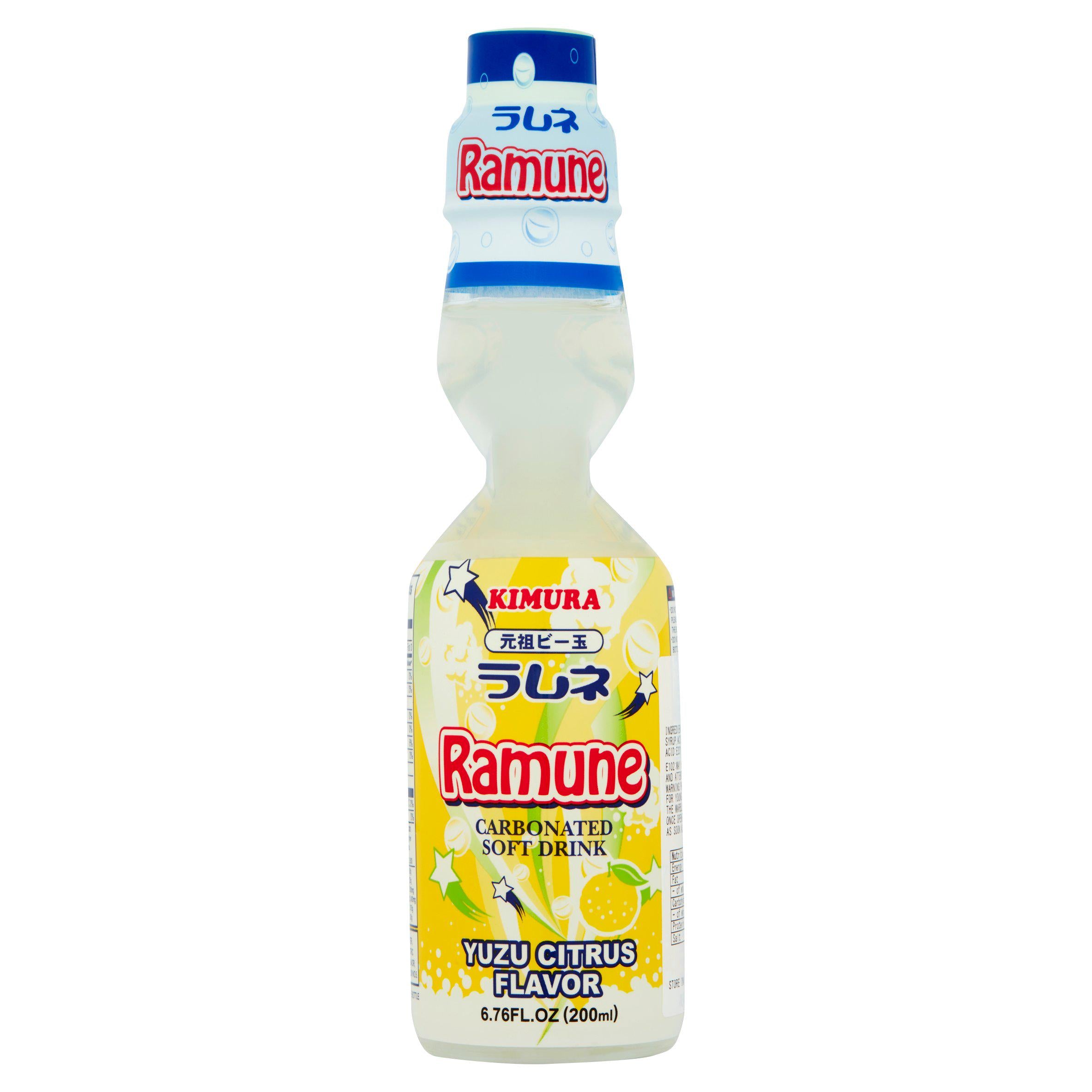 Kimura Ramune Carbonated Soft Drink Yuzu Citrus Flavor 200ml Lemonade Sainsburys   