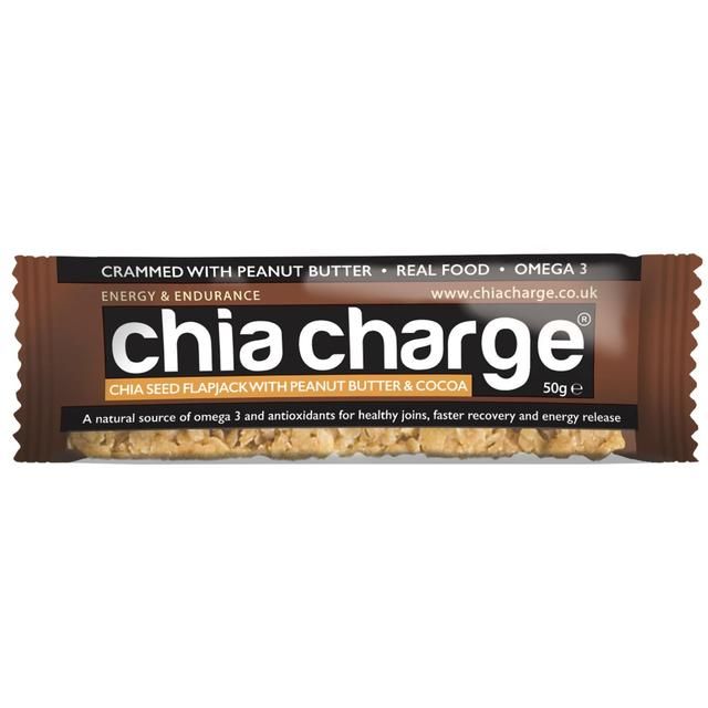 Chia Charge Peanut Butter & Cocoa Chia Seed Flapjack   50g Crisps, Nuts & Snacking Fruit M&S   