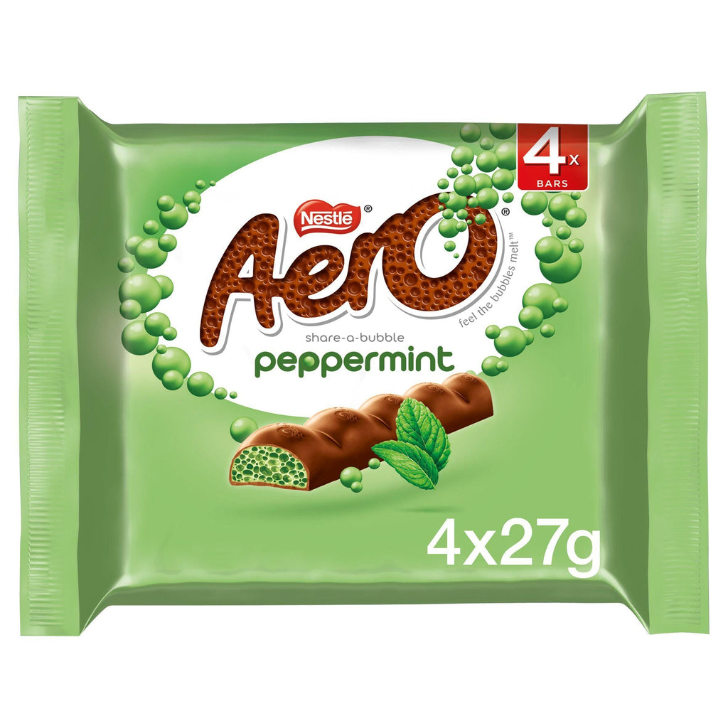 Aero Bubbly Peppermint Mint Chocolate Bar Multipack x4 108g