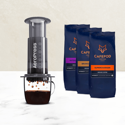 AeroPress Starter Pack Ganze Bohnen Kaffeemaschine Set mit 600g Kaffee