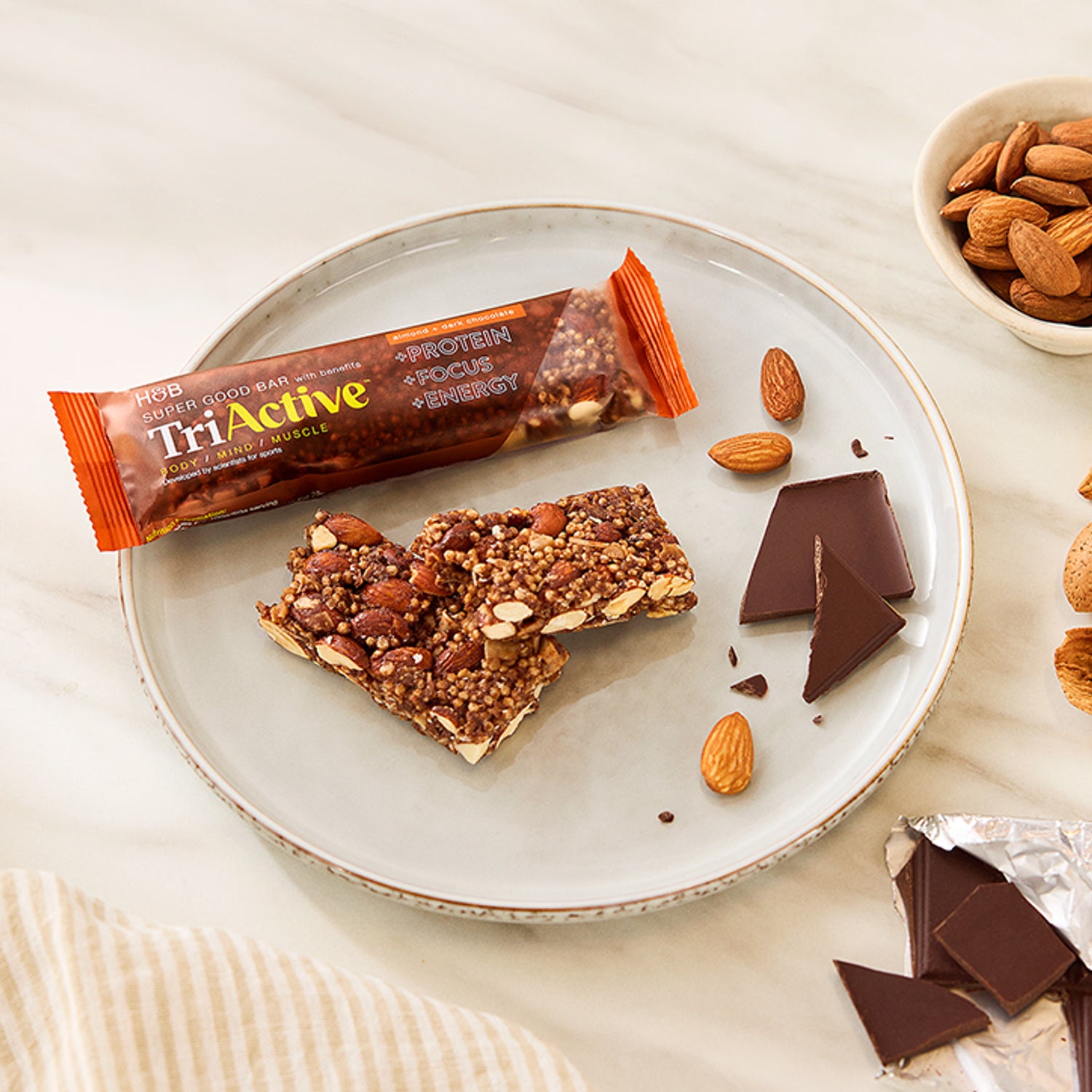 TriActive protein bar Almond & Dark Chocolate 50g, UK version
