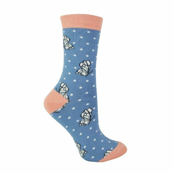 Miss Sparrow Ladies Animal Design Bamboo Socks 4-7 UK GOODS Superdrug Butterflies (Purple)  