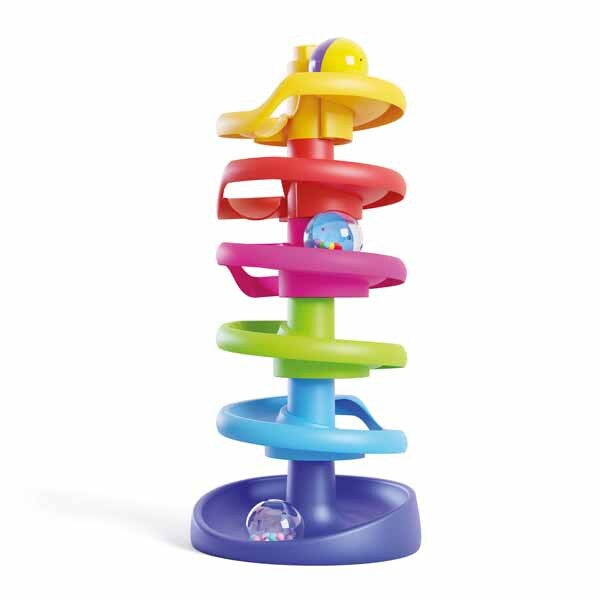 Quercetti Spiral Tower toy with colourful balls, imported from the UK