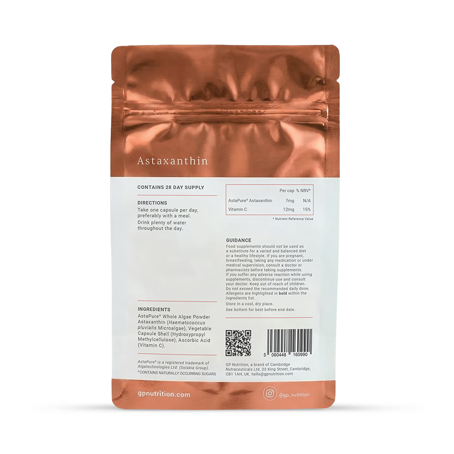 Astaxanthin skin health supplement 28 capsules - British product