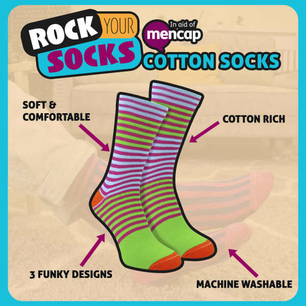 Sock Snob novelty colourful striped cotton socks, UK version