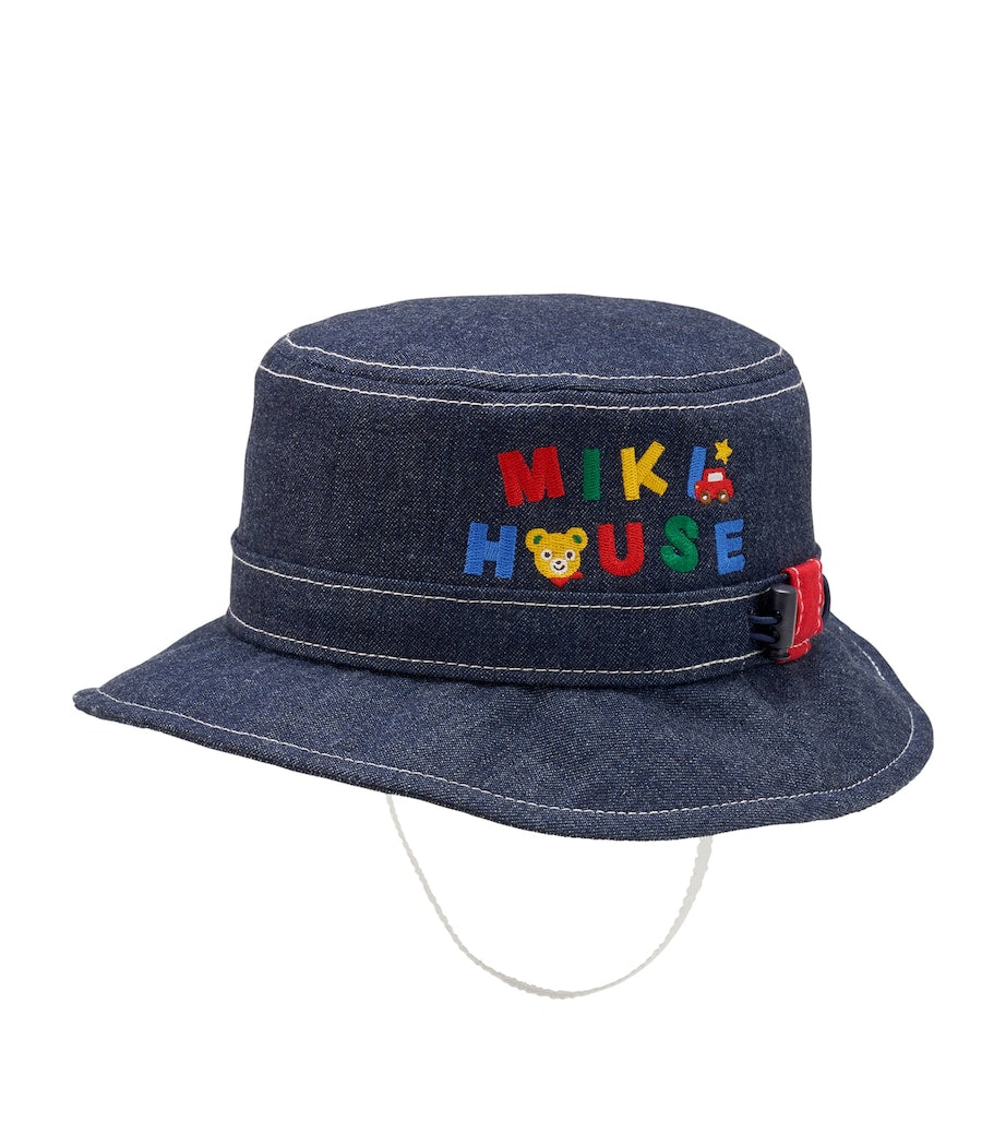 Miki House cotton sun hat with detachable neck cover, imported from the UK