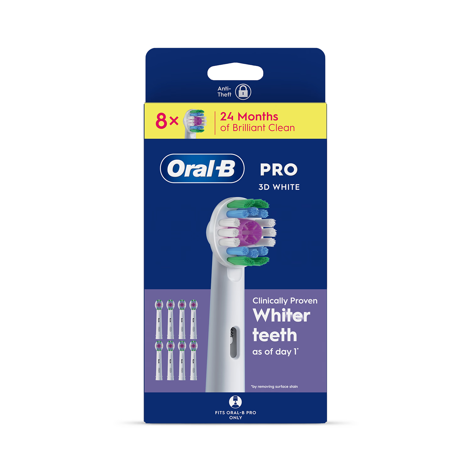Oral-B Pro 3D White toothbrush heads 8 count, imported from the UK