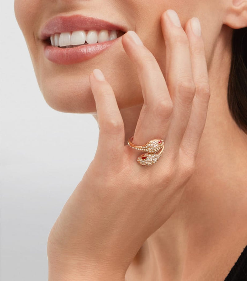 Bvlgari Serpenti Seduttori ring rose gold diamond rubellite, UK version