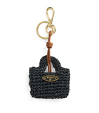 PUCCI mini raffia bag charm with gold-tone keyring (British brand)