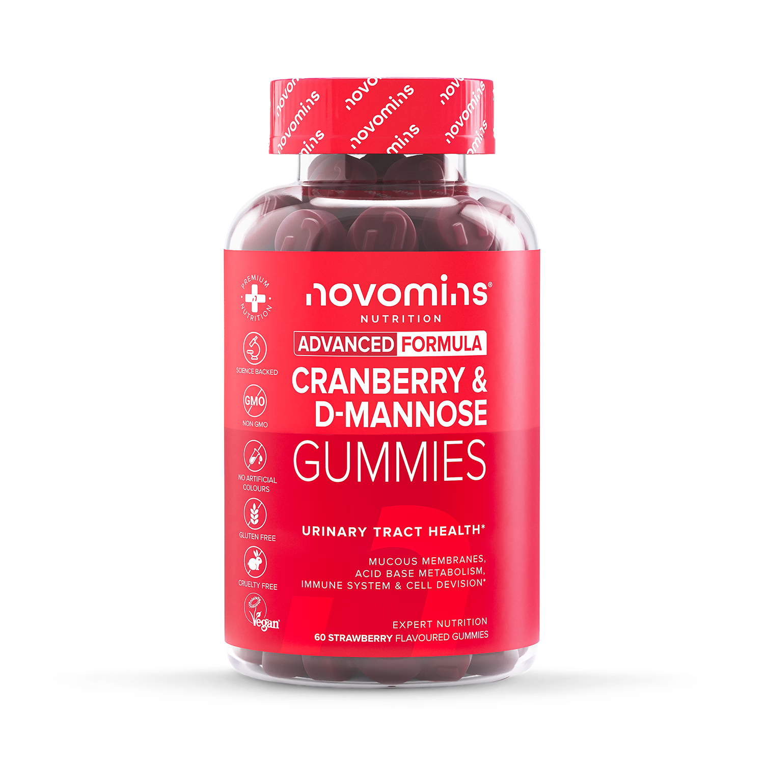 Novomins Cranberry D-Mannose gummies 60 count (British brand)