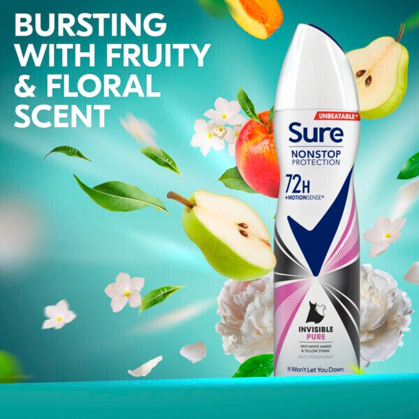 Sure Antiperspirant Deo Aerosol Nonstop Invis Pure 150ml GOODS Superdrug   