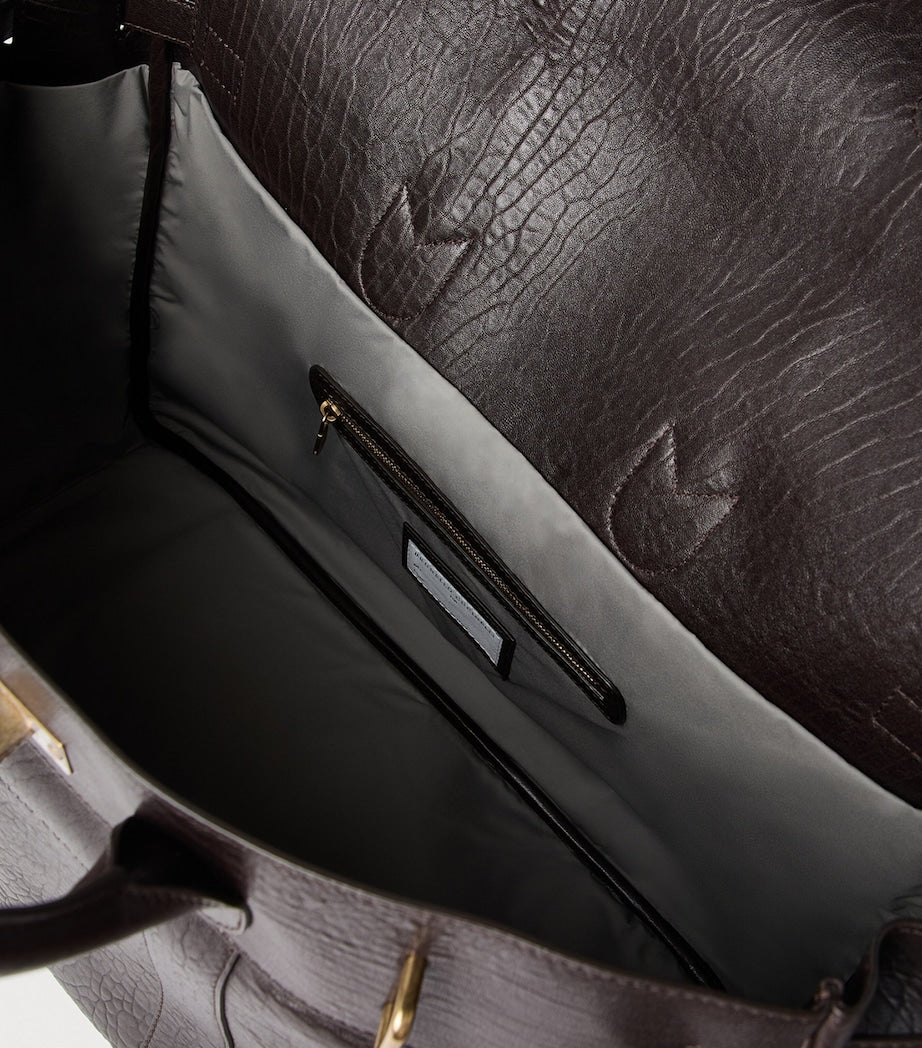 Brunello Cucinelli leather travel bag with grained calfskin, 50x58x25cm - British product